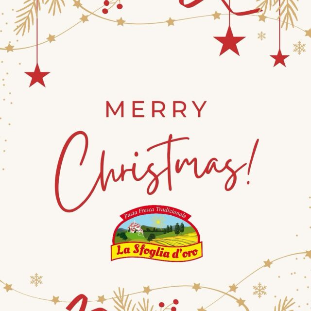 A voi e alle vostre famiglie, buon Natale dal pastificio La Sfoglia d’Oro! 🎄

È un onore essere sulle vostre tavole in questo magico giorno!🙏

Auguri! ✨