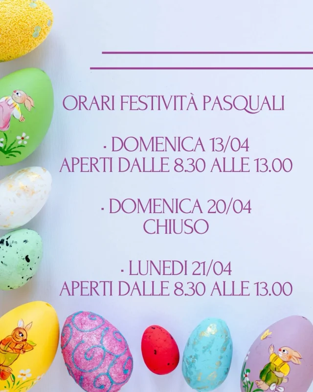 Orari festivitá pasquali 🐣
